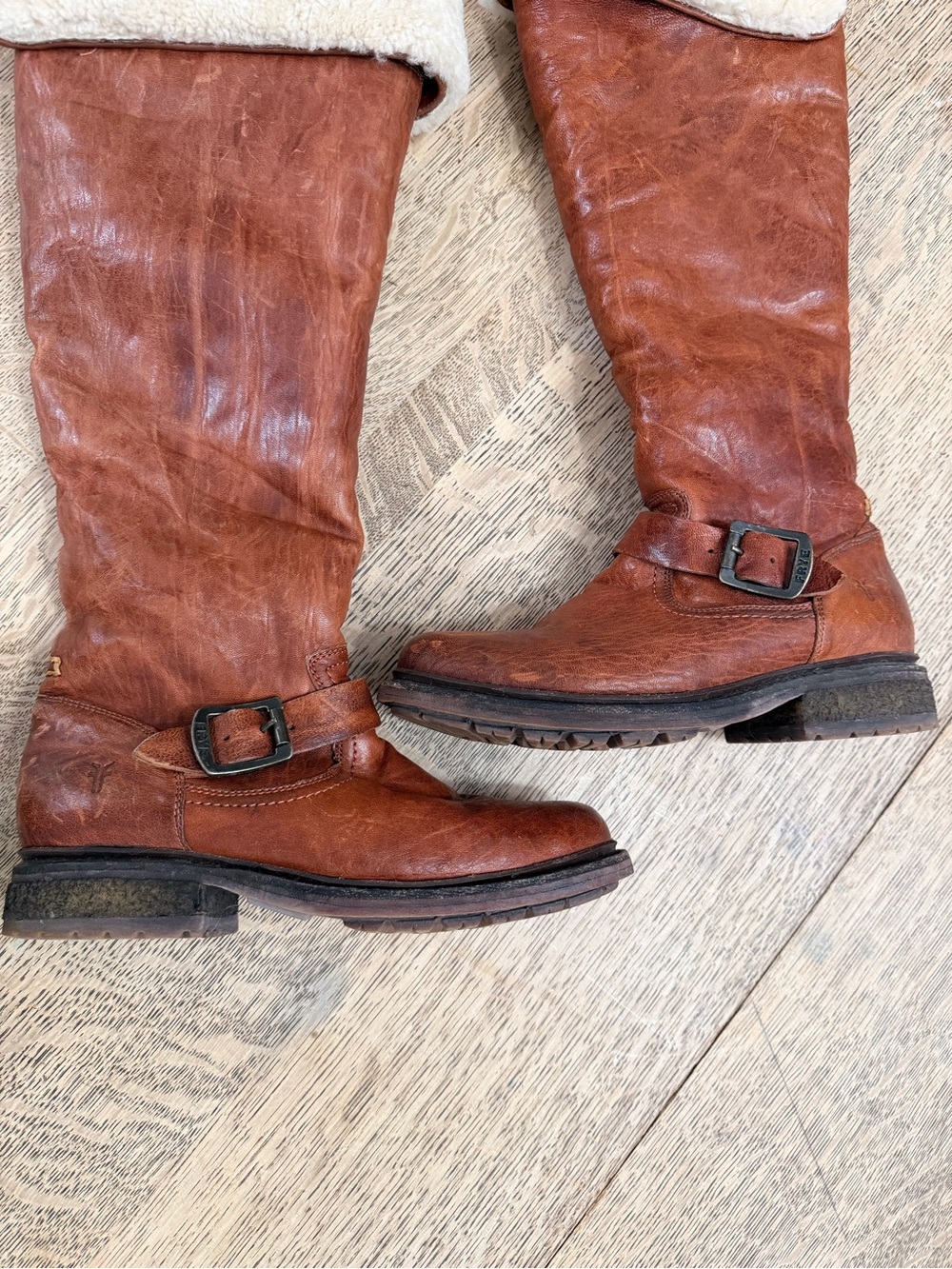 Frye Valerie OTK boots Cognac 7-1/2 7.5 women’s Over Knee Fold Down - Picture 8 of 16